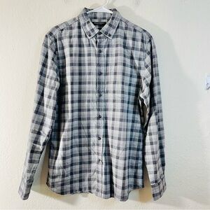 Banana Republic Luxe Flannel Slim Fit Plaid Button Down Shirt Size M Pocket